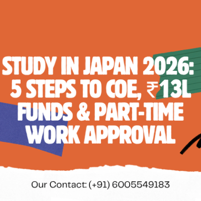 Study in Japan 2026: 5 Steps to COE, ₹13L Funds & Part-Time Work Approval